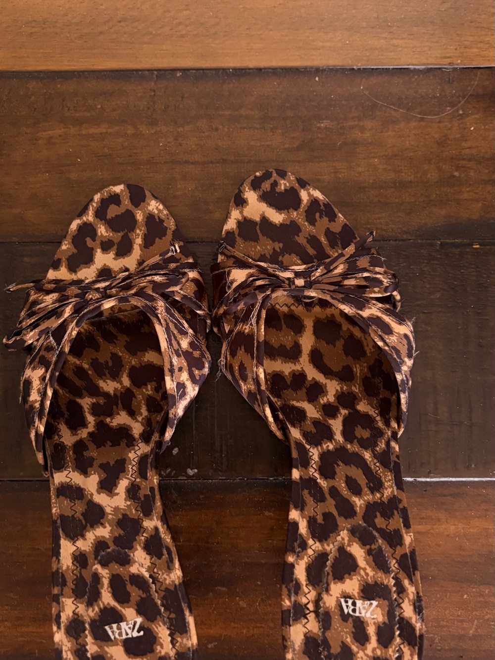 ZARA Leopard-Print Knotted Slide Sandals - Brown/Black - Picture 5 of 5